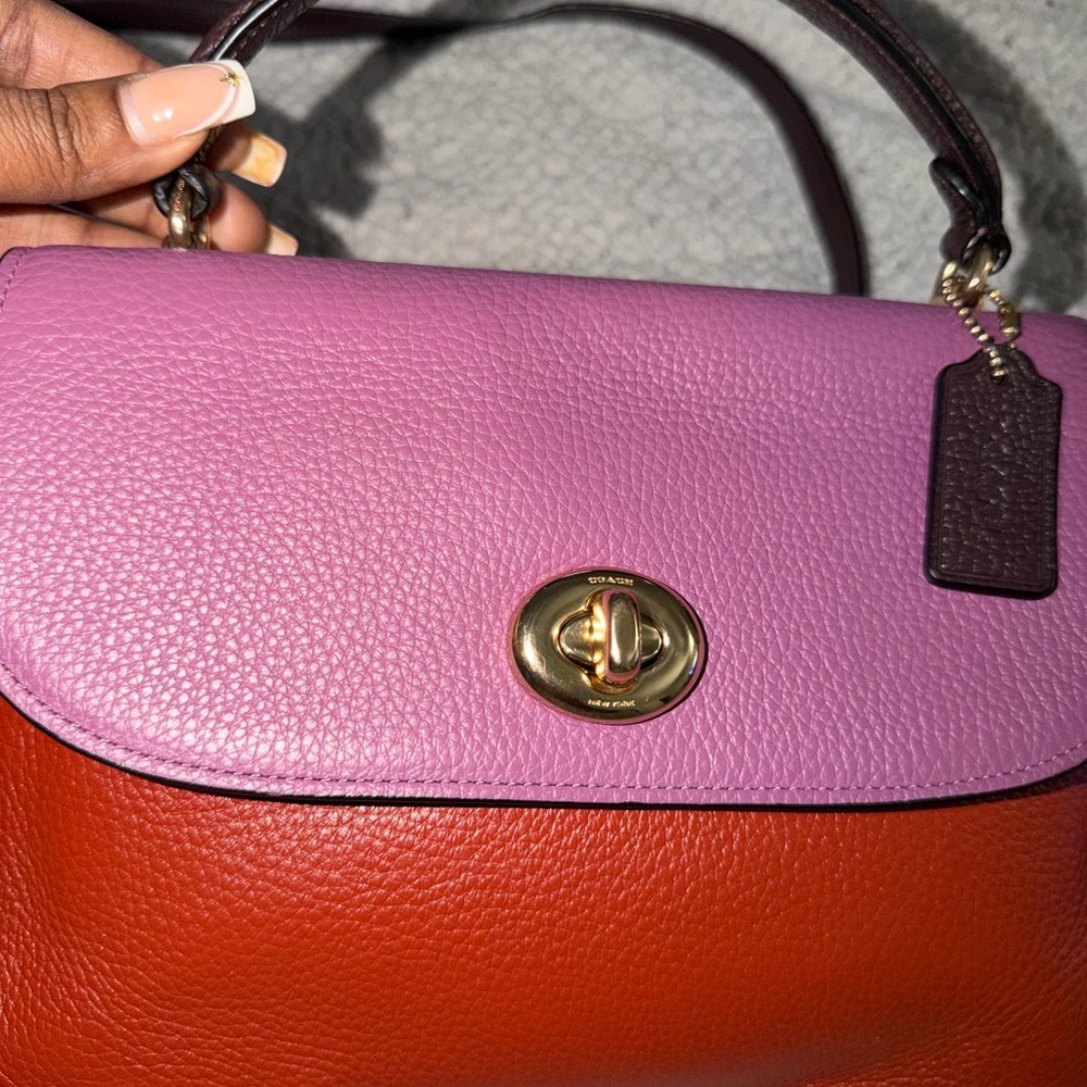Coach Purple and Red Leather Shoulder Bag